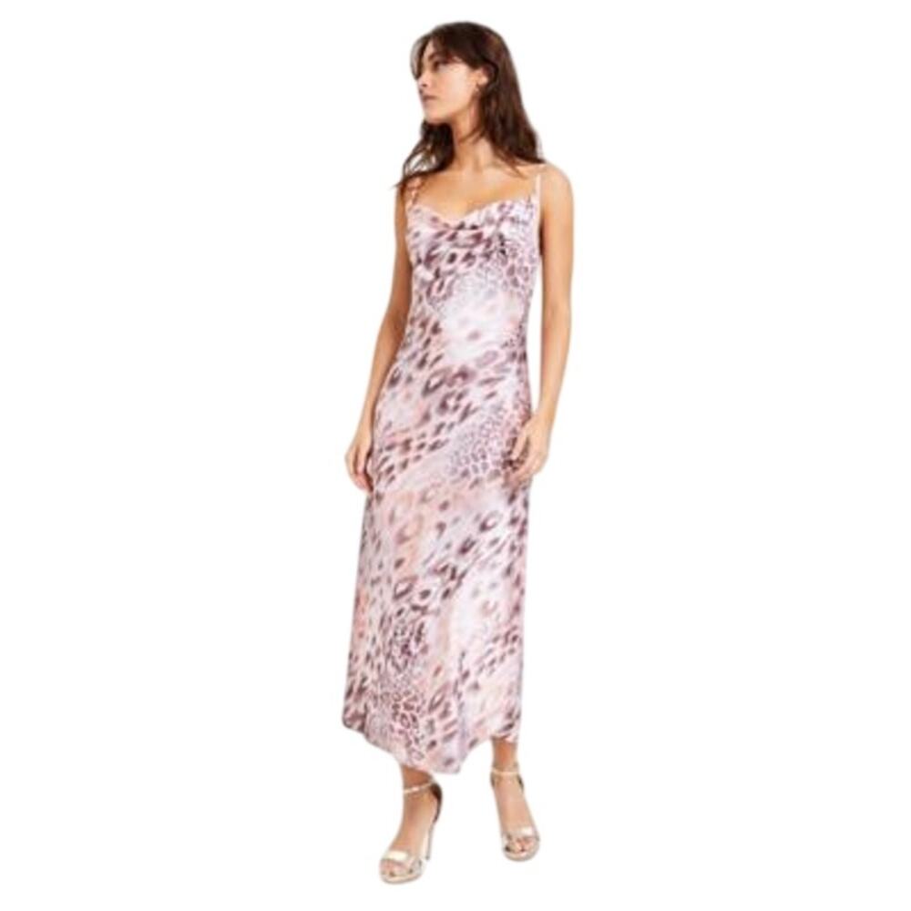 GUESS Women's "Akilina" Sleeveless Midi Dress in Natural Powder Jaguar Print